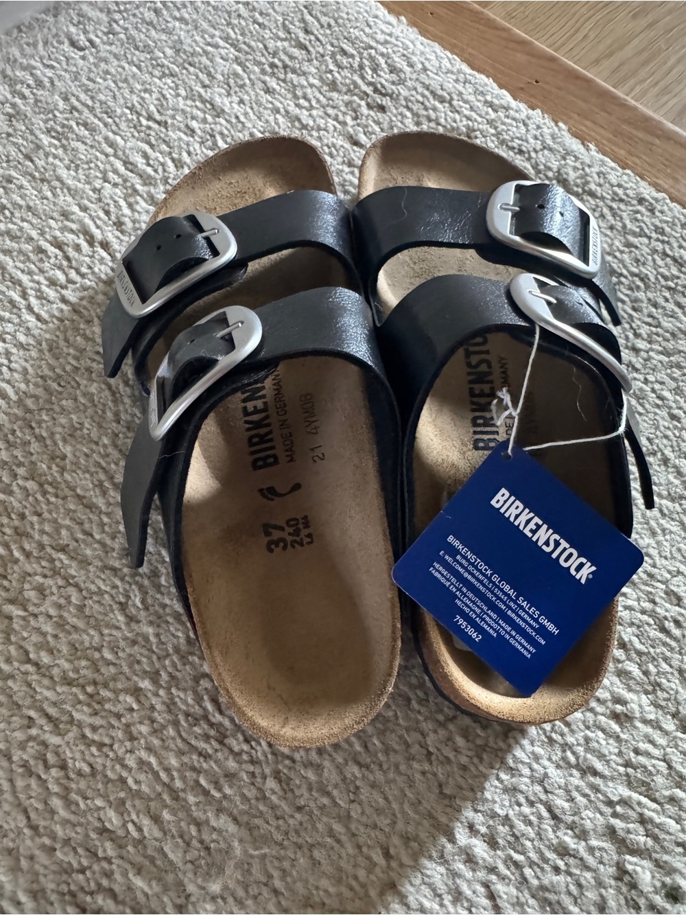 Birkenstock Arizona Big Buckle Slide Sandal Black SZ 37 "BRAND NEW OUT OF BOX" - Picture 3 of 5